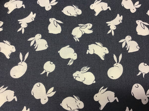Moon Rabbit White Bunnies on Navy