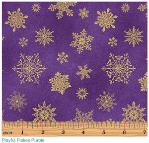 Cat-i-tude Christmas Playful Flakes on Purple