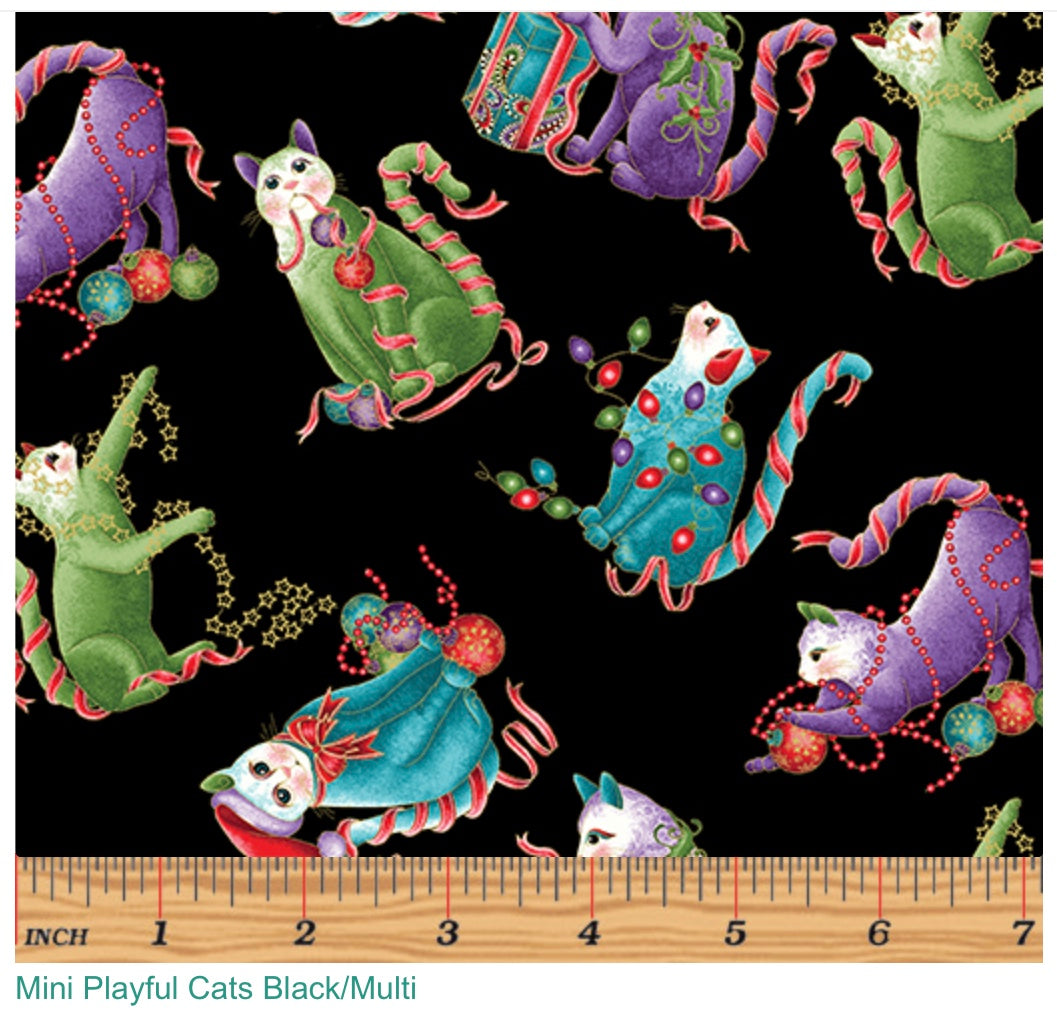 Cat-i-tude Christmas Mini Playful Cats Black/Multi