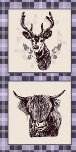 Highland Panel Cow & Deer in Heather