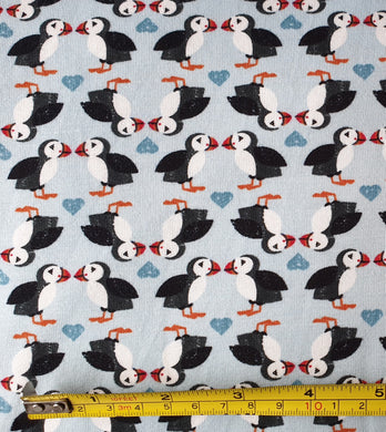 lewis & Irene Puffin Pairs on Blue Jersey 0.5m